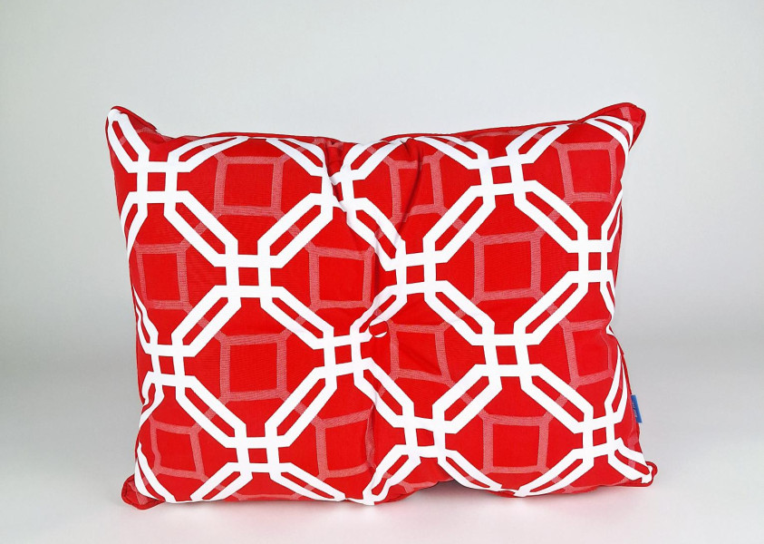 Sierkussen met knoop Pinamar Red/white 60x40 E-035