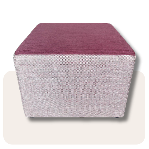 Poef bordeauxrood  met 2 stoffen 60x60x45 M-045