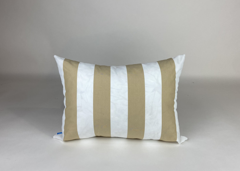 Rugkussen Plof, Homie Stripes White Beige, zijnaad afwerking, 58x42. R-262